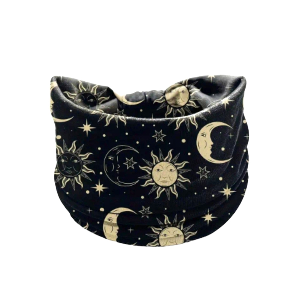 Luna Sun Moon Yoga Headband Bohemian Hair Band Black Wide Hair Band